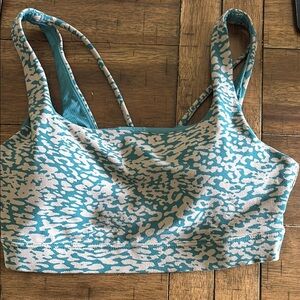 Athleta Blue leopard print Sports Bra Moisture-Wicking Intimates